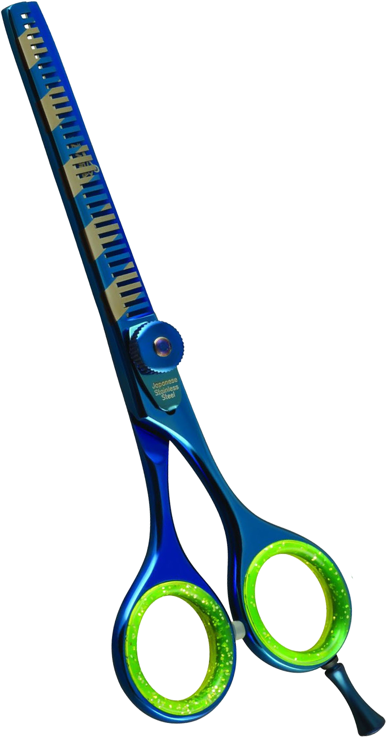Samshears Professional Blue Titanium Cutting Barber - Scissors (891x1611), Png Download