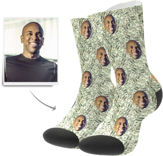 Custom Socks - Money - Sock (600x600), Png Download