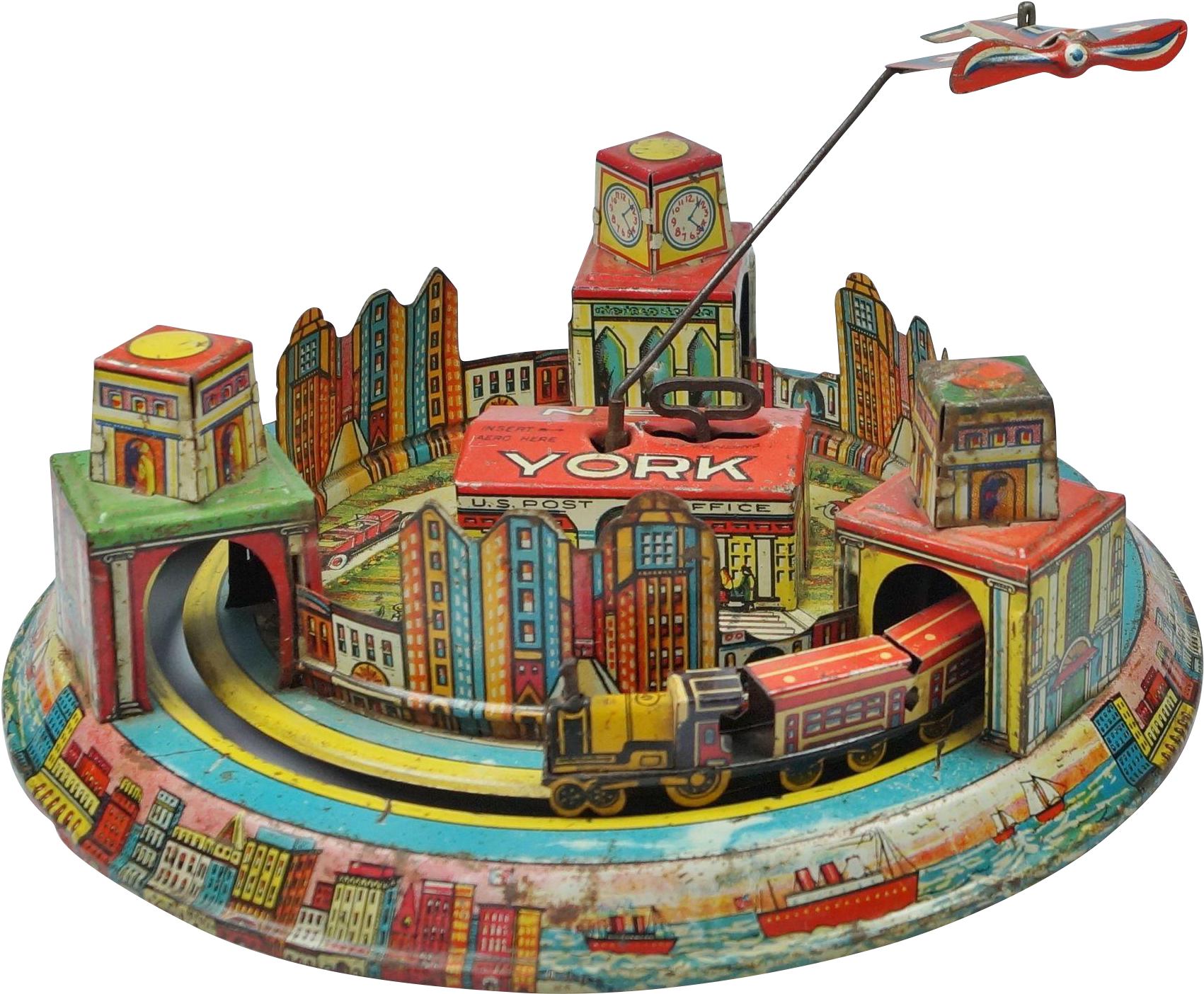 Rare Louis Marx Tin Wind Up Toy New York Skyline 1928 - Carousel (1700x1700), Png Download
