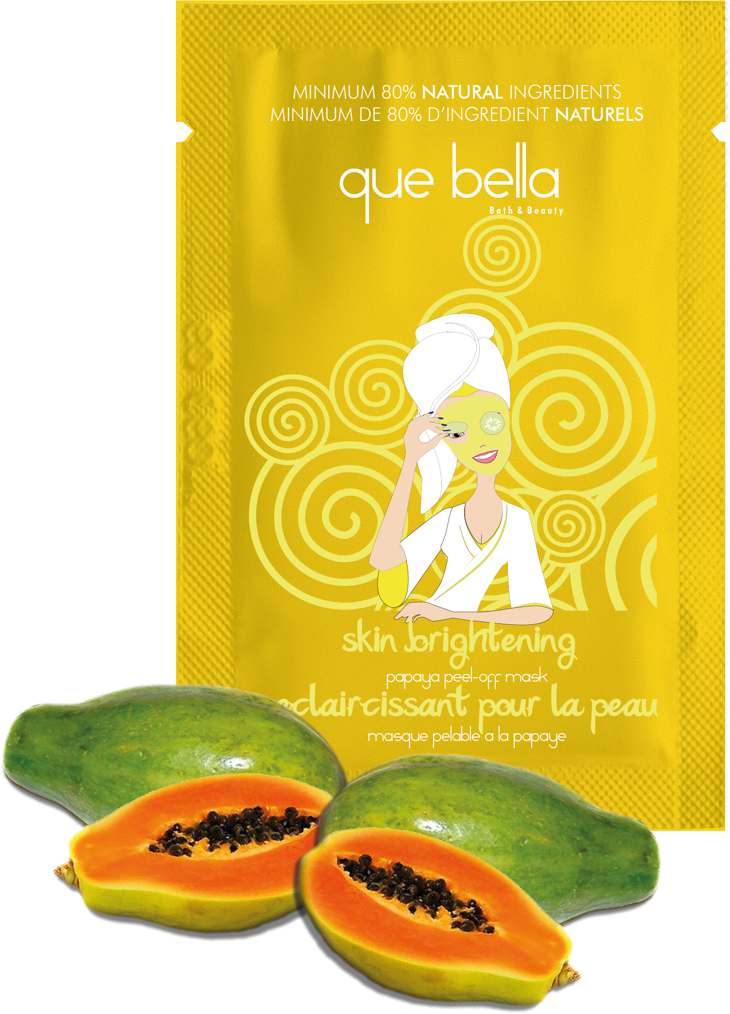 Papaya - Que Bella Face Mask (1715x2283), Png Download
