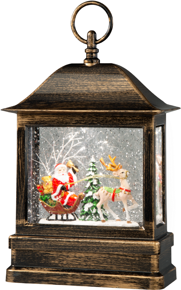 Led Snow Lantern "santa With Reindeer Sleigh\ - Png Schlitten Mit Weihnachtsmann Png Transparent (1000x1000), Png Download