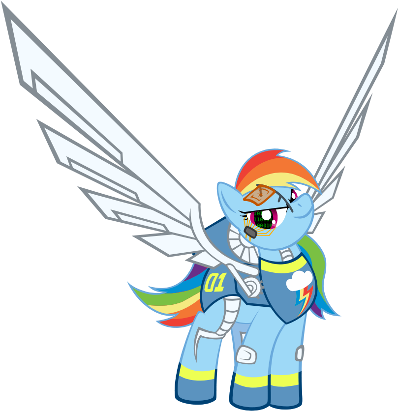 Raidho36, Cyborg, Mechanical Wing, Rainbow Dash, Safe, - Cartoon (982x1006), Png Download