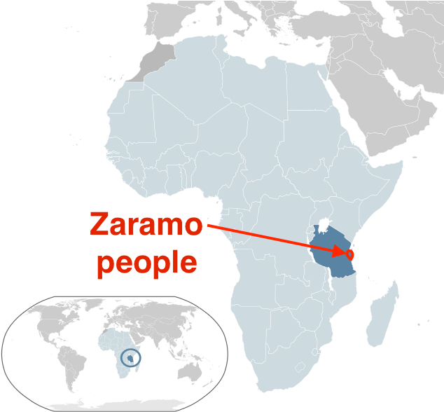 Zaramo People Tanzania Africa - World Map (646x600), Png Download