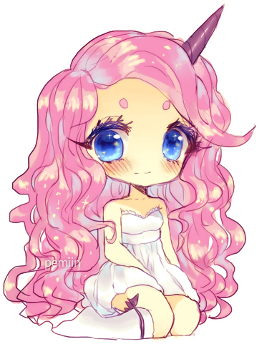 #anime #chibi #kawaii #animeeyes #yaoi #candy #candyboy - Unicorn Chibi Girl Drawing (1024x1209), Png Download