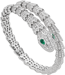 Serpentini Silver Bracelet - Bvlgari Serpenti Bracelet With Diamonds (600x600), Png Download