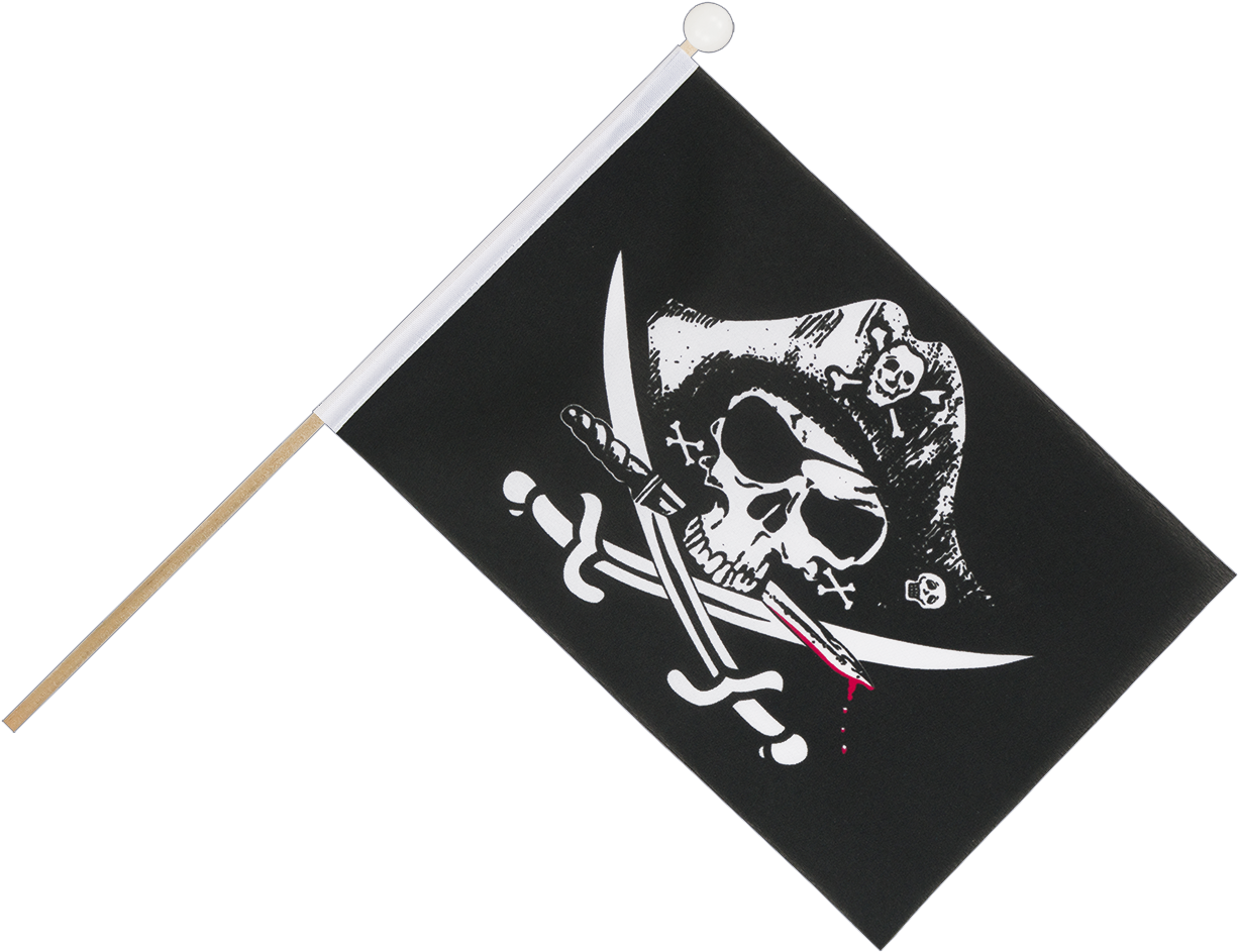 Pirate With Bloody Sabre Hand Waving Flag 6x9" - Cartoon (1500x1260), Png Download