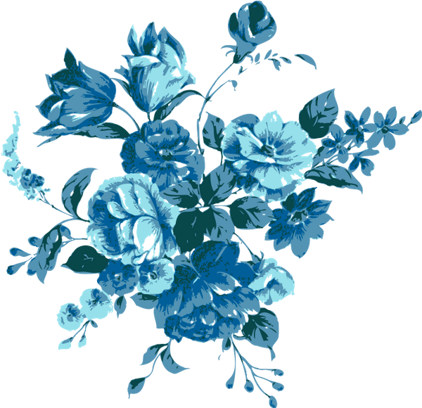 Синий Цветок, Цветы, Зеленое Растение - Blue Flower Design Transparent (600x580), Png Download