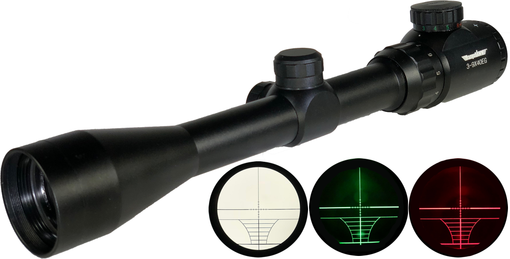 Rifle Scope 3-9x40mm With Illuminated Reticle - Telescope (1000x509), Png Download