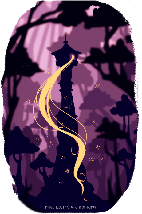 Tangled Silhouette Cliparts - Illustration (500x750), Png Download