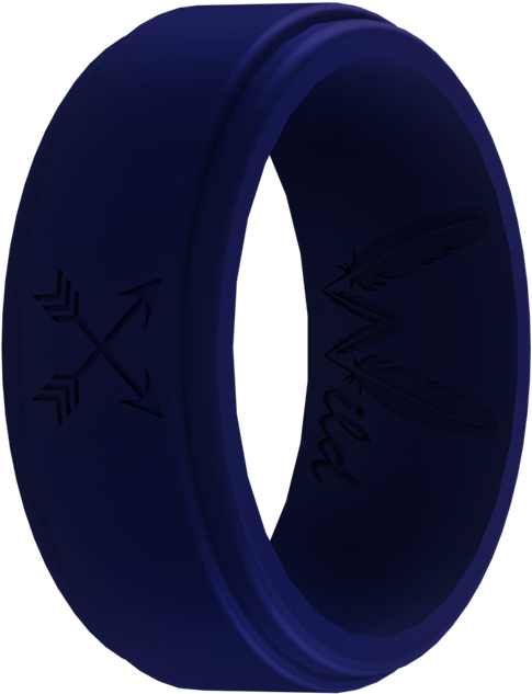 Men's Navy Blue Arrow Silicone Ring - Circle (504x673), Png Download