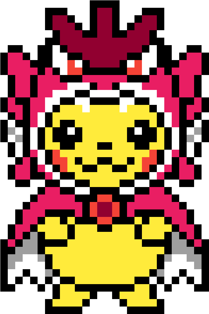 Pikachu Wearing Gyarados Hoodies - Gyarados Pikachu Pixel Art (1200x1200), Png Download