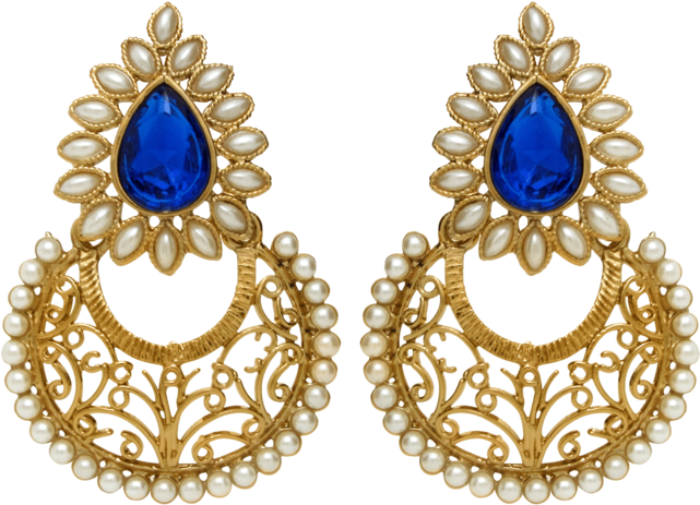 Buy Donna Traditional Ethnic Blue Dew Dangler Earrings - Earrings (640x960), Png Download