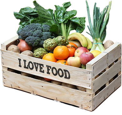 Caja Ecológica Mixta - Cajon De Frutas Y Verduras (493x392), Png Download