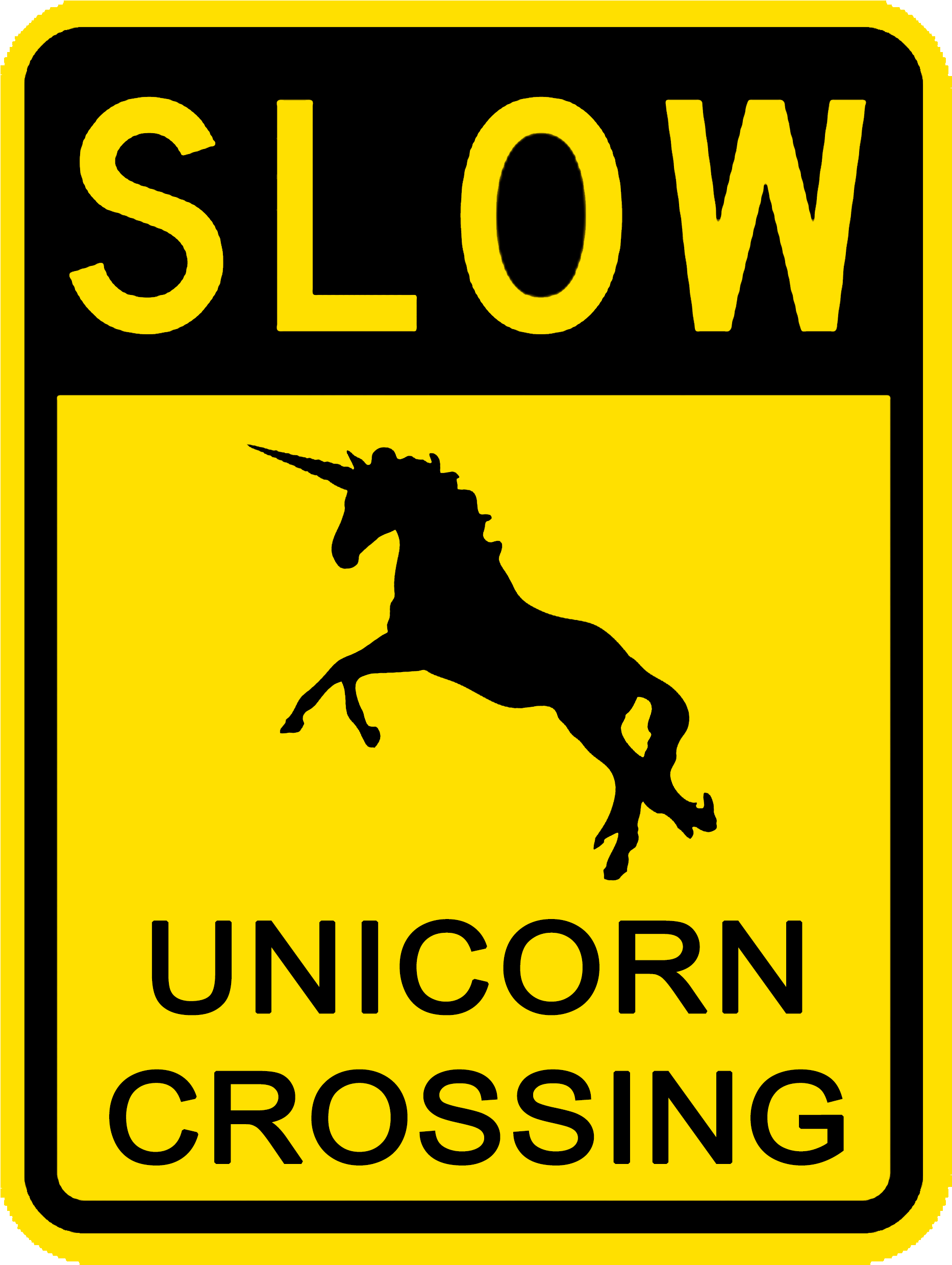 Funny Signs, Unicorn, My Design, Photoshop, Unicorns - Slow Unicorn Crossing Funny Fan Tanktop (2550x2550), Png Download