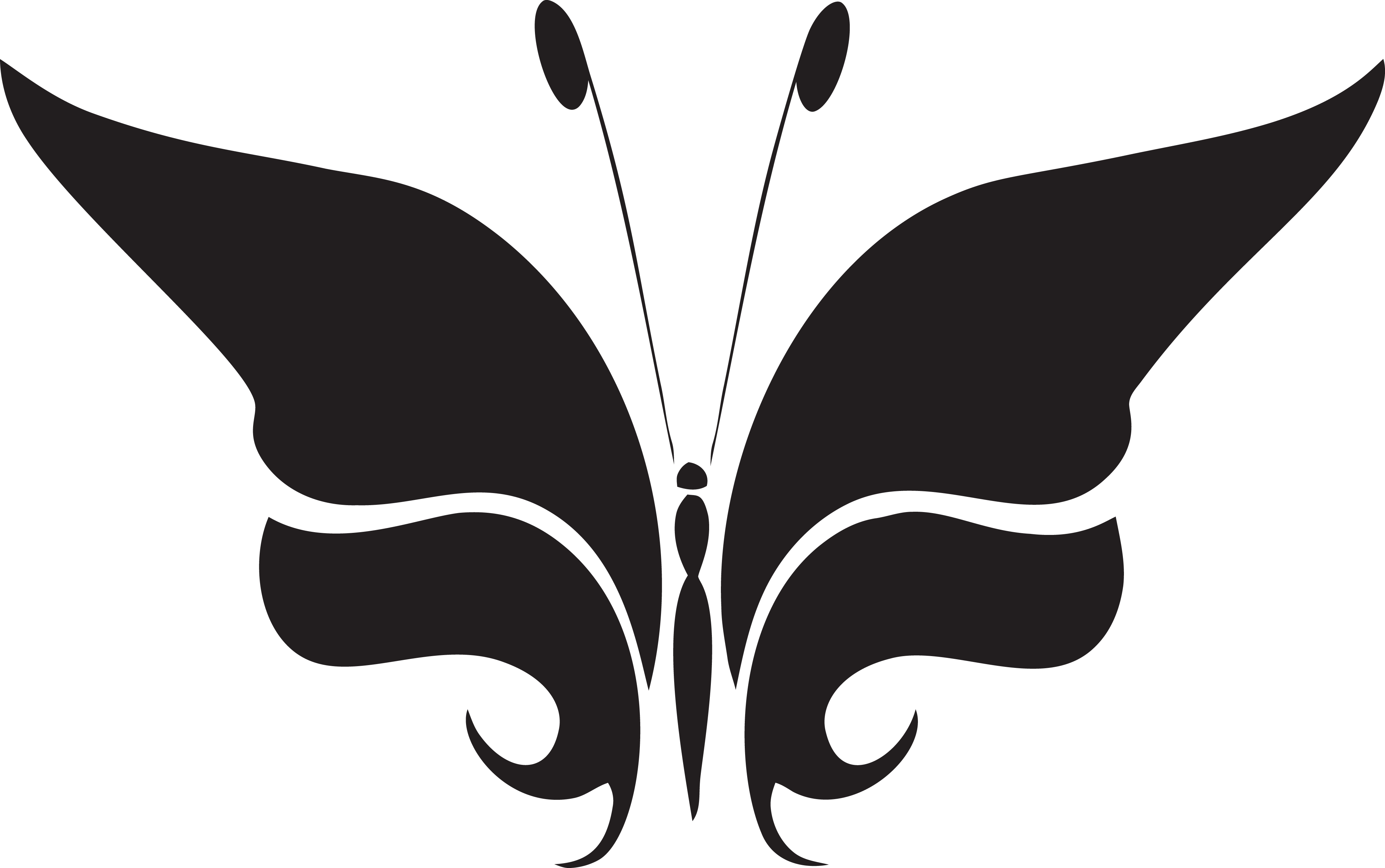 Butterfly Silhouette Png Download - Abstract Of Butterfly (2338x1466), Png Download