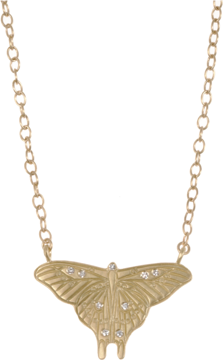 Me Gold & Diamond Large Butterfly Silhouette Necklace - Necklace (450x750), Png Download