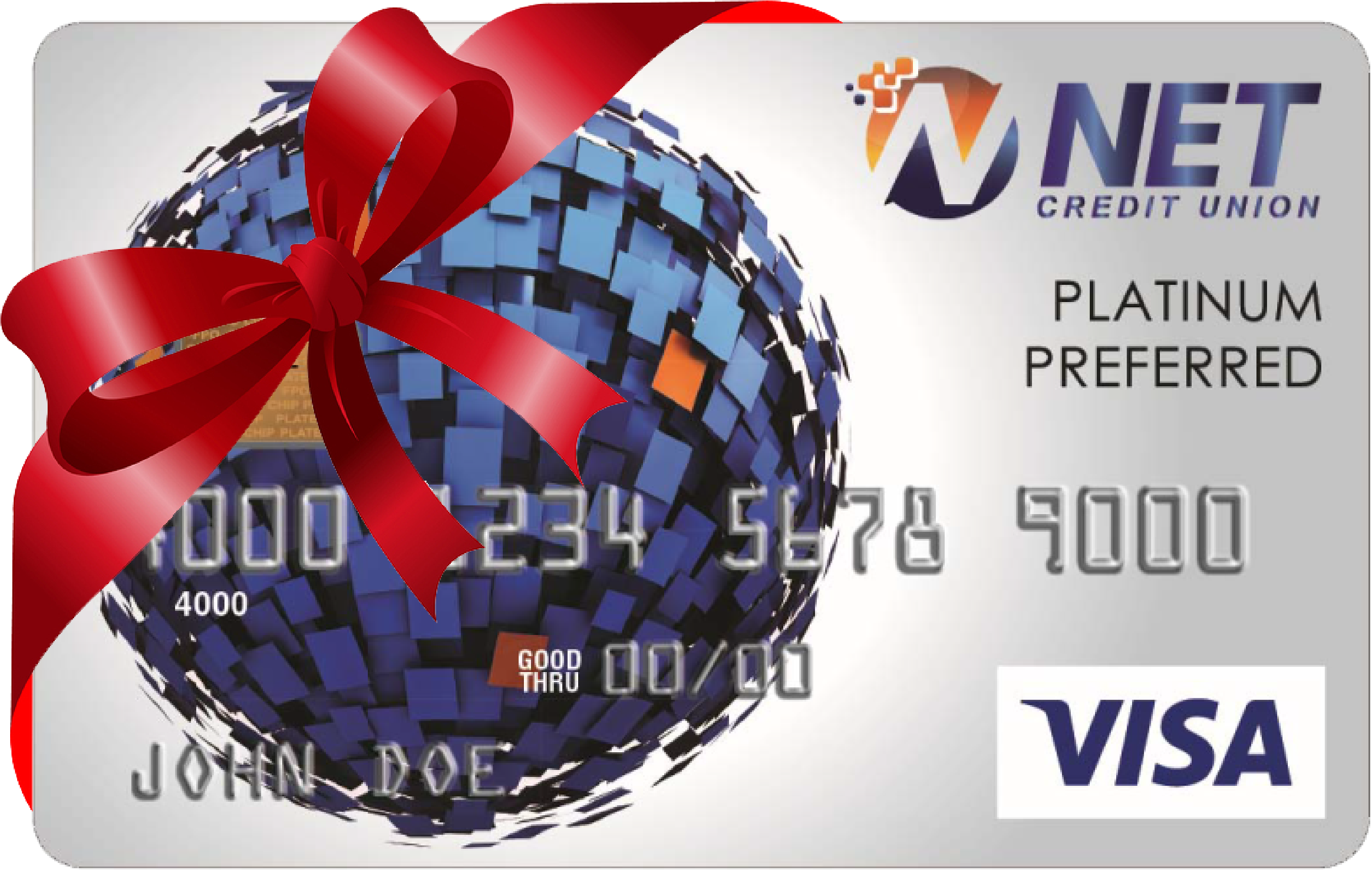 Rewards Cc For Holiday With Red Bow - Credit Card (3130x2447), Png Download