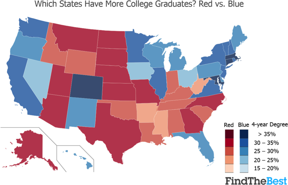 Red Vs Blue States 2018 (973x656), Png Download