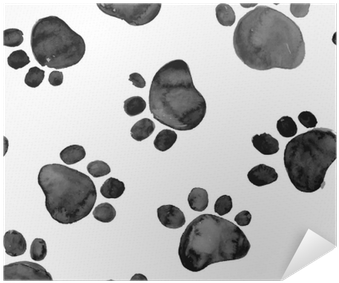 Watercolor Illustration With Animal Footprints Poster - Watercolor Animal Foot Prints (400x400), Png Download