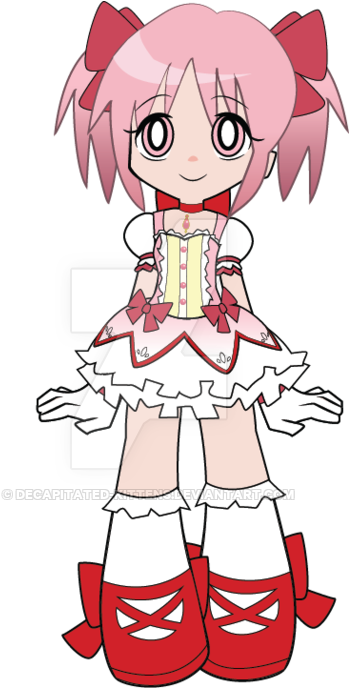 Madoka Panty And Stocking By Decapitated-kittens - Panty And Stocking Crossovers (400x687), Png Download