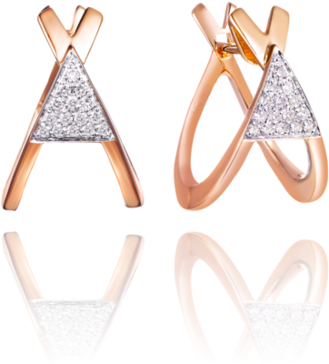 Cross Triangle Earring - Earring Yellow Gold (600x600), Png Download