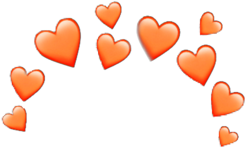 Orange Heart Crown Heartcrown Sticker Random Iphone - Yellow Heart Crown Png (1024x1024), Png Download