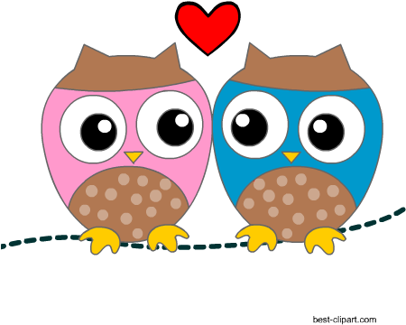 Two Cute Owls, Free Clip Art For Valentine's Day - Cute Writing Paper (450x360), Png Download