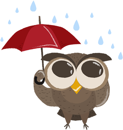 Message Clipart Cute Owl - Owl With Umbrella Clipart (433x433), Png Download