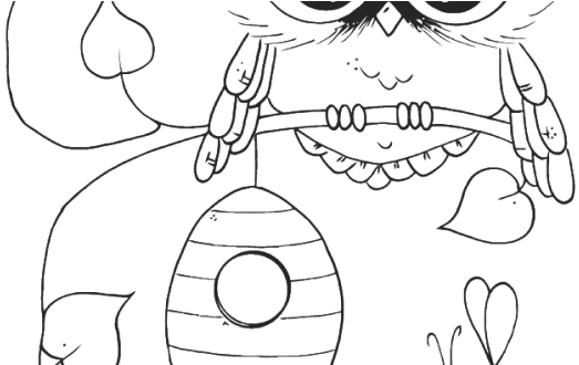 Marvellous Design Cute Owl Coloring Pages With Bees - Coloring Book (585x329), Png Download
