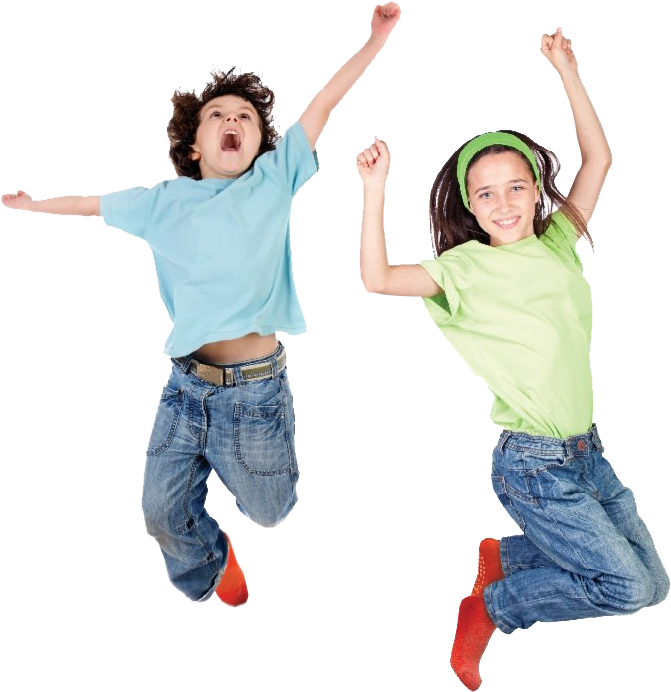 Cut Out Kids Jumping (671x696), Png Download