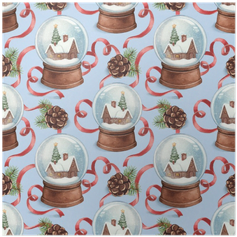 Watercolor Pattern With Illustration Of Snow Globe - Briarwood Lane Christmas Time Garden Flag (400x400), Png Download