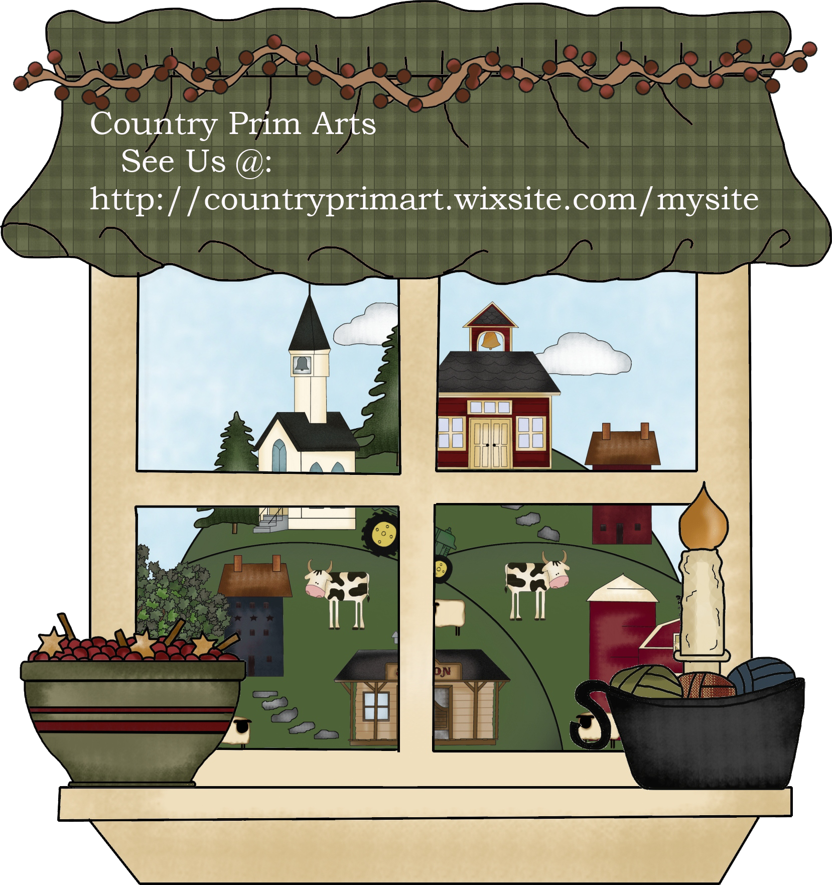 Prim Windows, Set Of 3 For $2 - Karen Wisner (1658x1763), Png Download