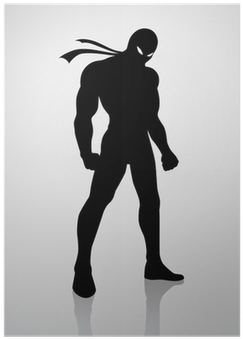Silhouette Illustration Of A Superhero In A Mask Poster - Silhouette Of A Superhero (400x400), Png Download