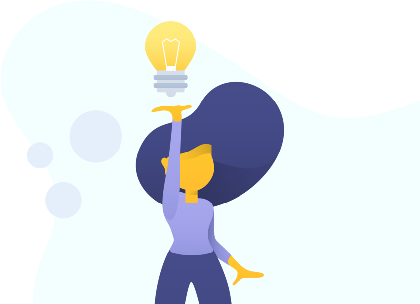 Girl With A Big Idea - Cartoon (1000x715), Png Download