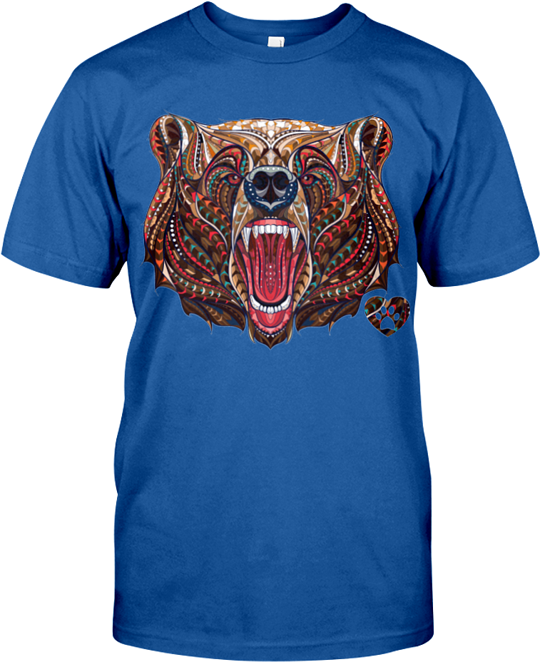 Royal Blue Grizzly Bear - Shirt (900x1125), Png Download