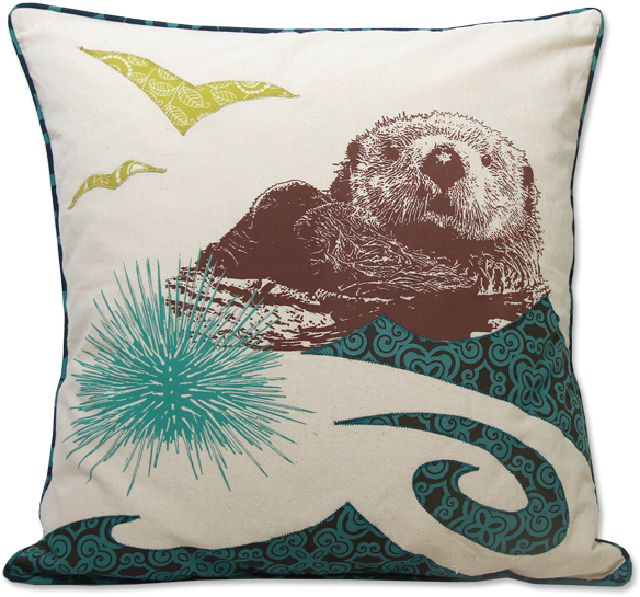Applique Otter West Medium Cushion Cover - Cushion (600x600), Png Download