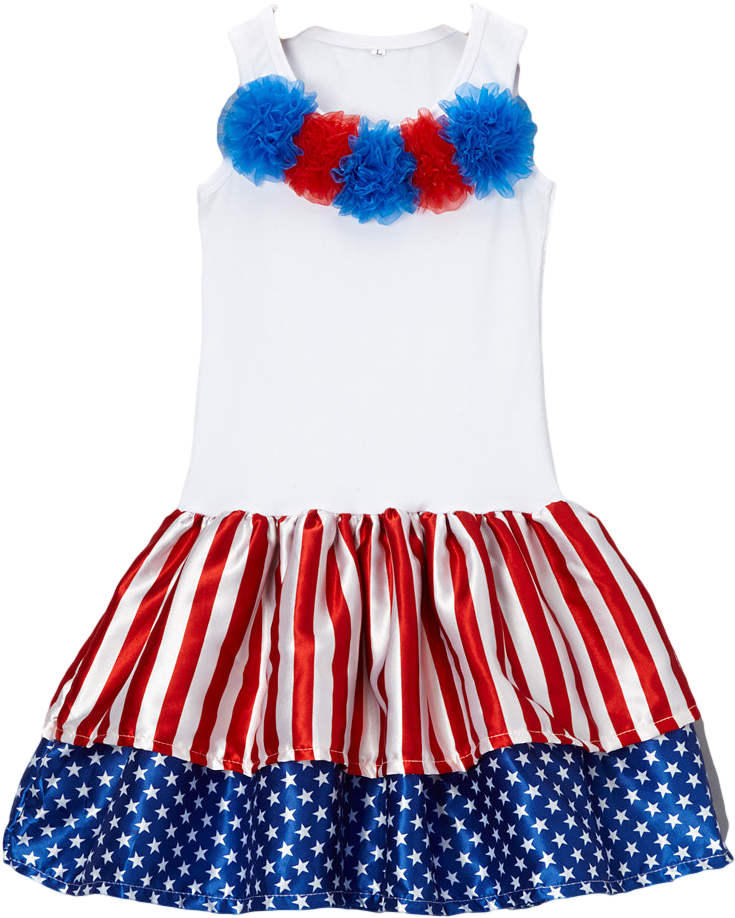4th Of July White Flag Rosette Dress - Day Dress (1000x1201), Png Download