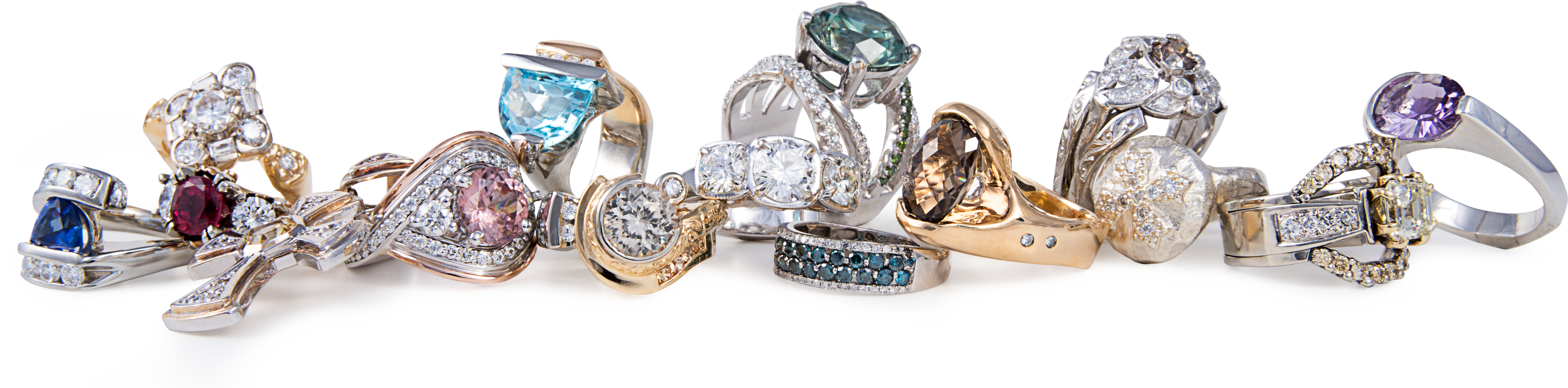 Diamond & Gemstone Jewelry - Engagement Ring (6563x1624), Png Download