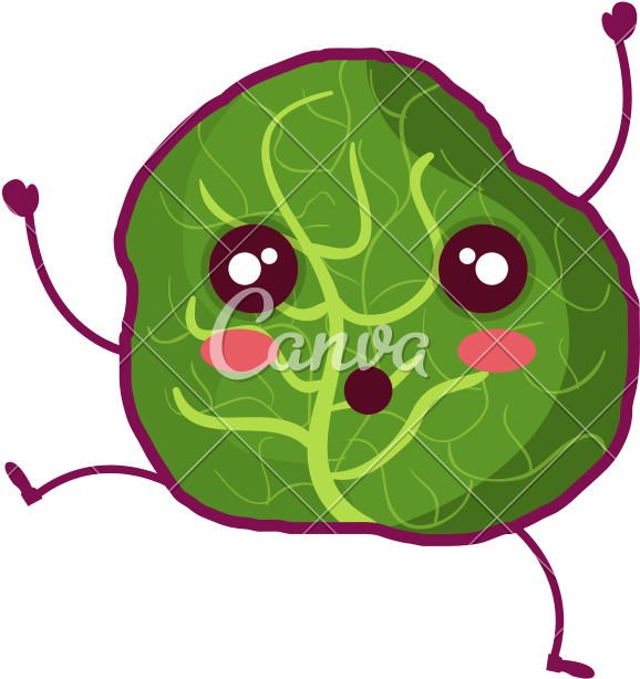 Cute Lettuce Fresh Vegetable Character - Lettuce Kawaii (800x800), Png Download