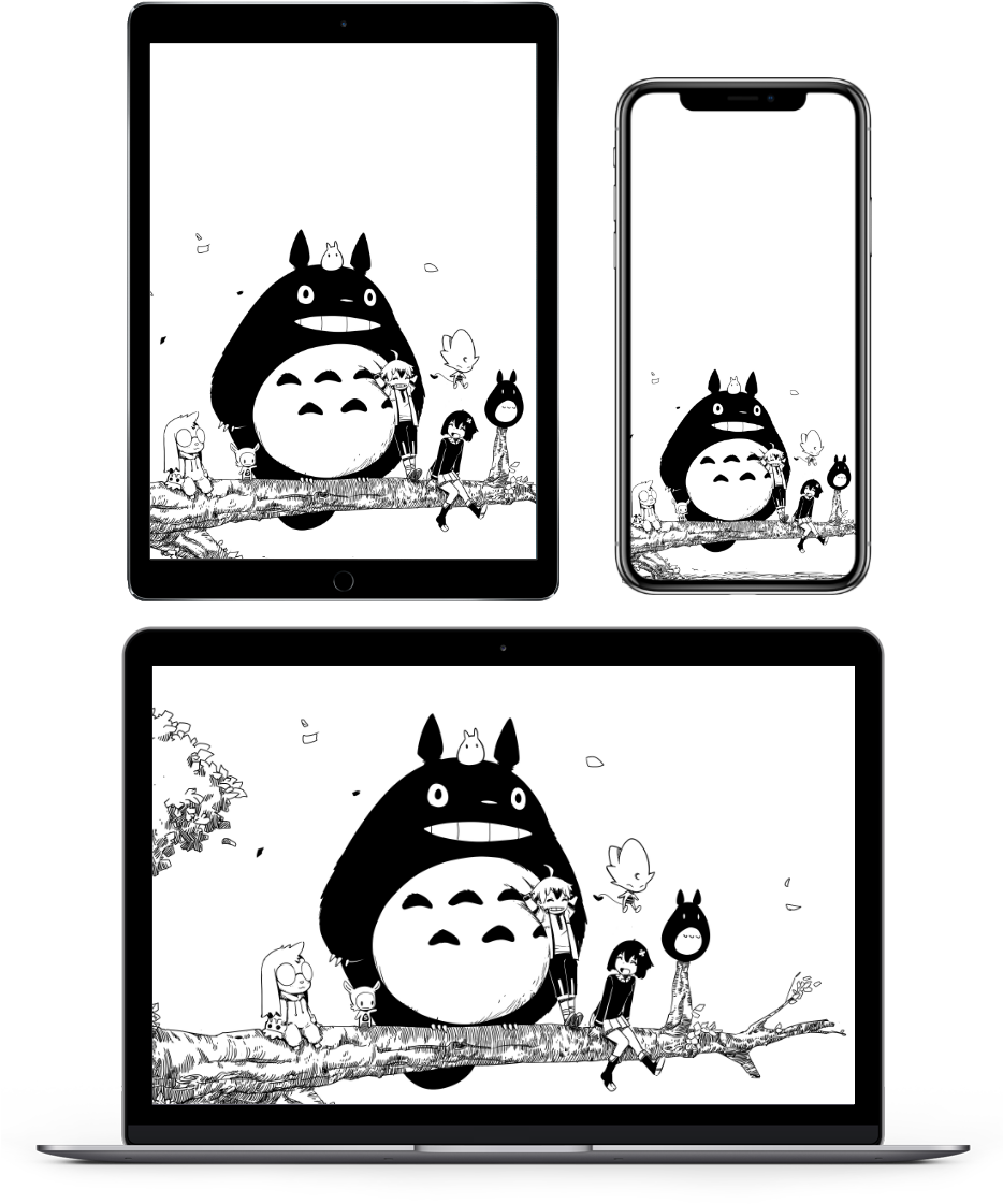 Sen And Kai Totoro Wallpaper - Cartoon (933x1265), Png Download