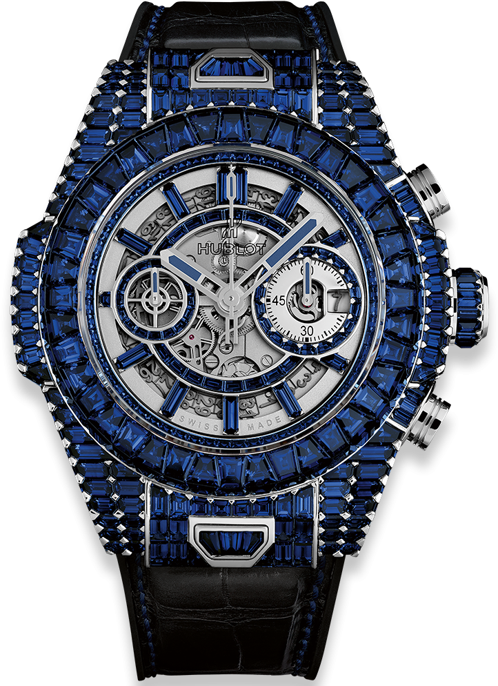 Big Bang Unico Full Baguettes Blue Sapphires - Hublot Baguette (1000x1000), Png Download