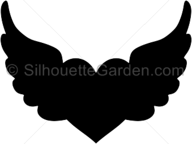 Heart With Wings Silhouette (640x480), Png Download