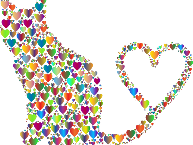 Heart Clipart Silhouette - Cat Heart Png (640x480), Png Download