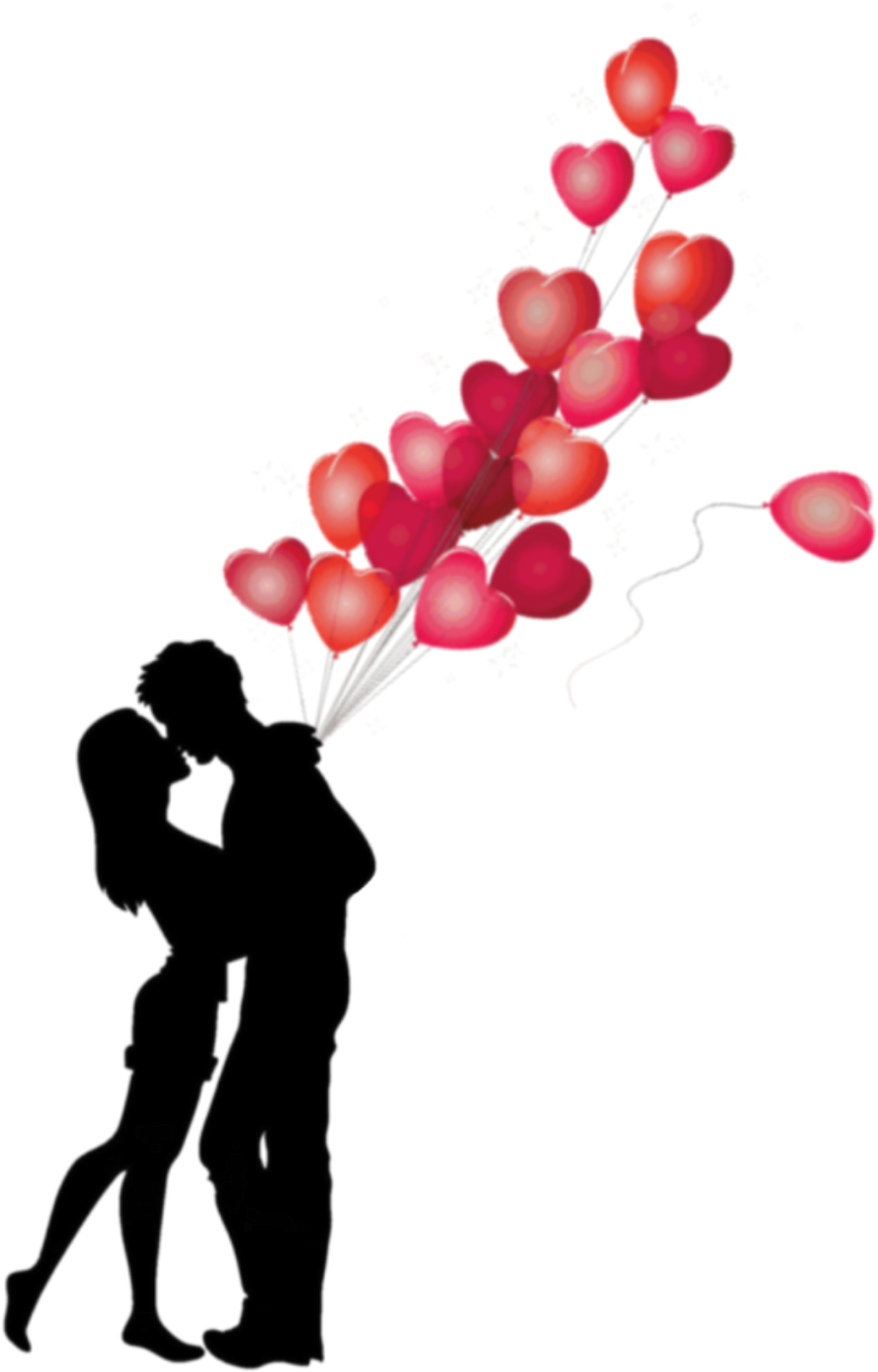 #love #hearts #silhouette - Valentine Romantic Couple Png (1024x1427), Png Download