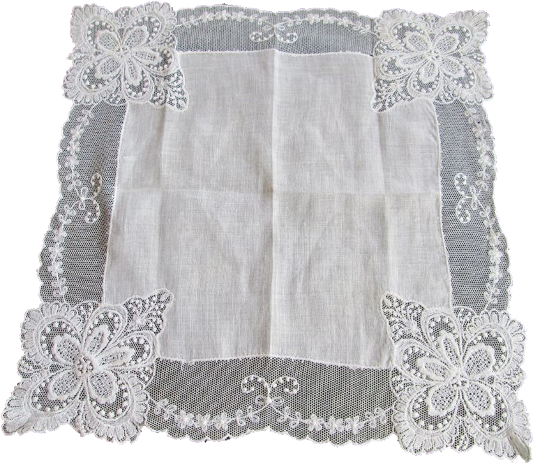 Antique Hanky Hankie Net Lace White Cotton Textile - Placemat (763x763), Png Download