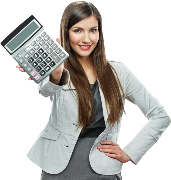Home Loan Calculator - Girl With Calculator (568x600), Png Download