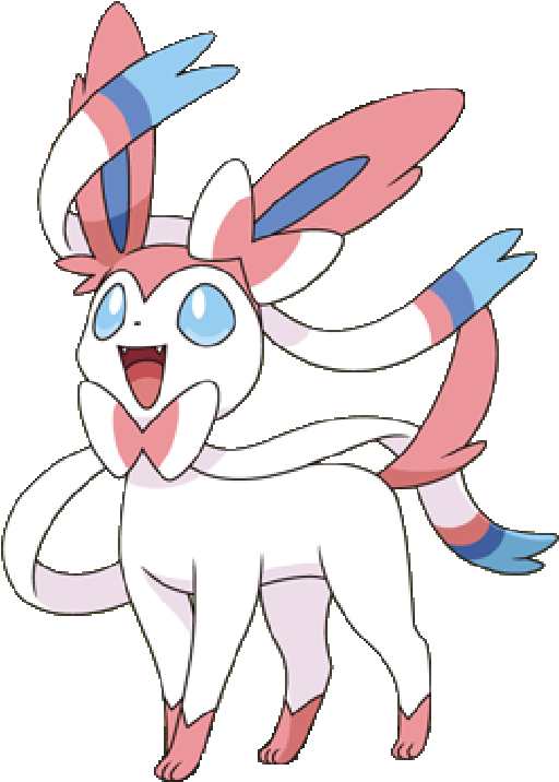 #sylveon #pokemon #freetoedit - Pink White And Blue Pokemon (1024x768), Png Download