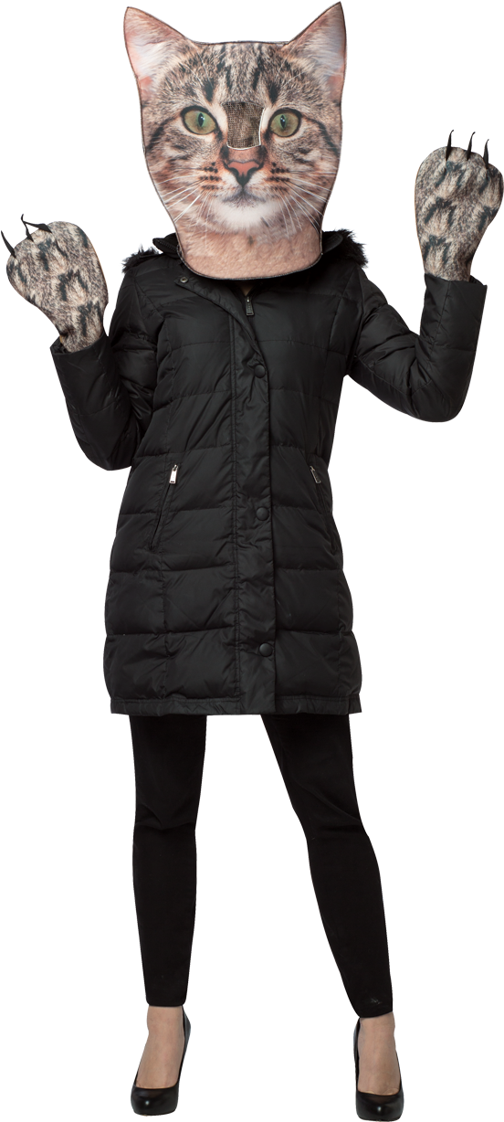 Cat Head - Funny Cat Costume For Adults (800x1268), Png Download