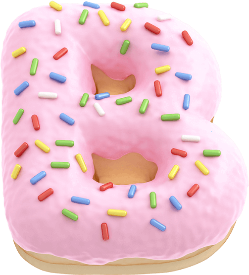 Bakery Typography Pink Font - Letter B Donut Png (595x595), Png Download