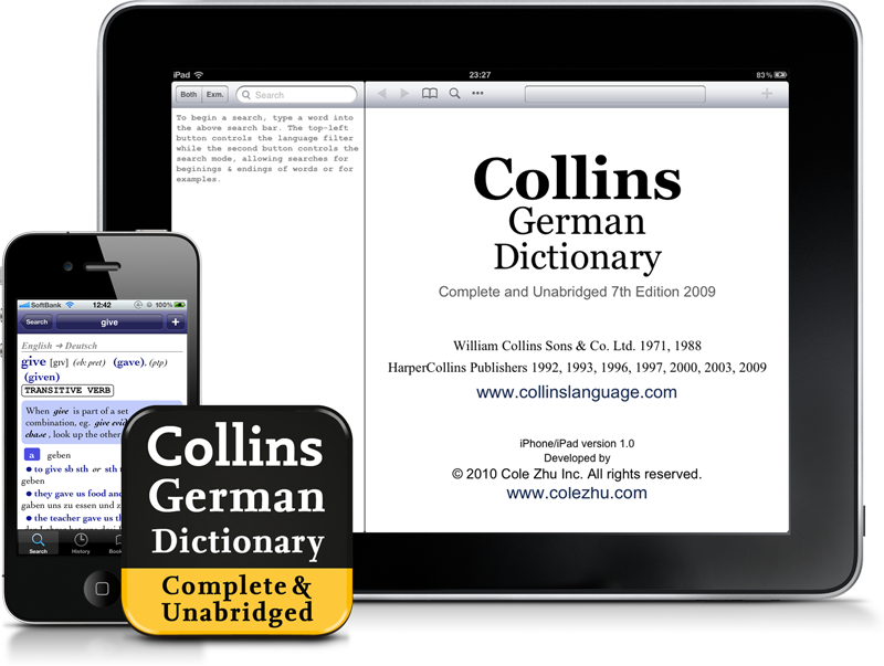 Collins German English Dictionary For Iphone And Ipad - Iphone (800x603), Png Download